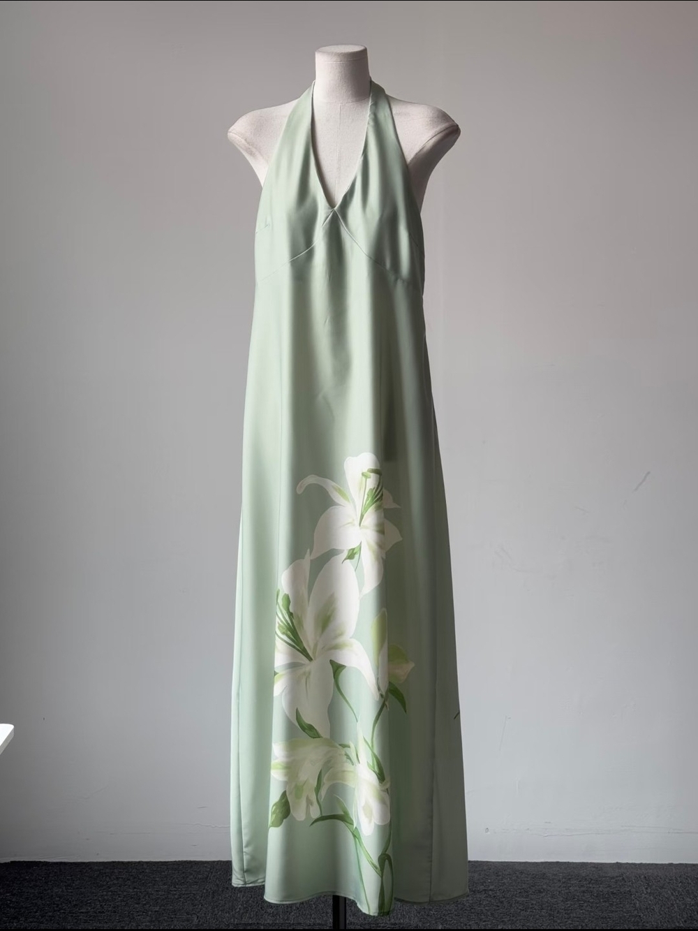 Joie Mint Halter Maxi Dress with Floral Detail size 12